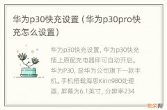 华为p30pro快充怎么设置 华为p30快充设置