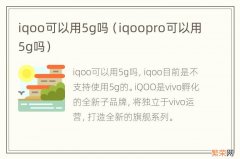 iqoopro可以用5g吗 iqoo可以用5g吗