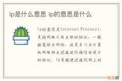 ip是什么意思 ip的意思是什么