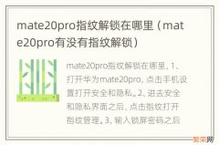 mate20pro有没有指纹解锁 mate20pro指纹解锁在哪里