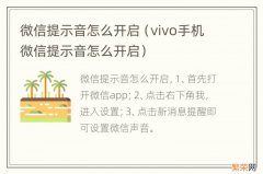 vivo手机微信提示音怎么开启 微信提示音怎么开启