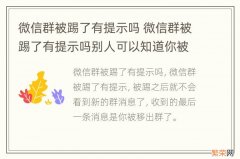 微信群被踢了有提示吗 微信群被踢了有提示吗别人可以知道你被移出本群吗