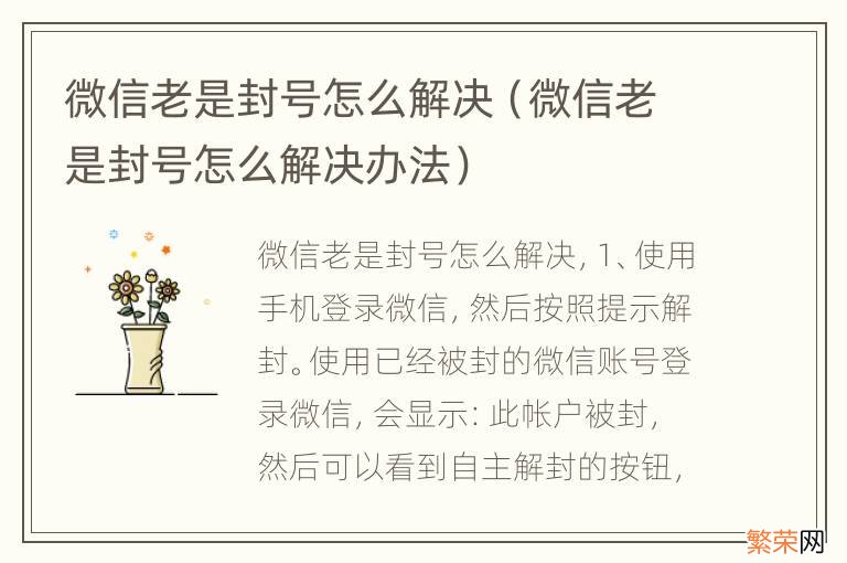 微信老是封号怎么解决办法 微信老是封号怎么解决