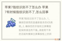 苹果7指纹识别不了怎么办 苹果7有时候指纹识别不了,怎么回事