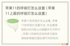 苹果11上面的呼吸灯怎么设置 苹果11的呼吸灯怎么设置