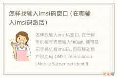 在哪输入imsi码激活 怎样找输入imsi码窗口