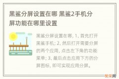 黑鲨分屏设置在哪 黑鲨2手机分屏功能在哪里设置