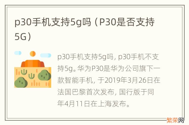 P30是否支持5G p30手机支持5g吗