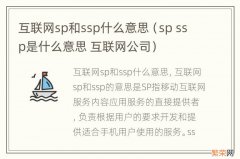 sp ssp是什么意思 互联网公司 互联网sp和ssp什么意思