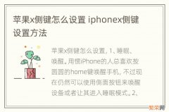 苹果x侧键怎么设置 iphonex侧键设置方法