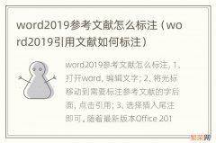 word2019引用文献如何标注 word2019参考文献怎么标注