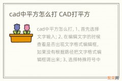 cad中平方怎么打 CAD打平方