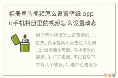 相册里的视频怎么设置壁纸 oppo手机相册里的视频怎么设置动态壁纸