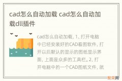 cad怎么自动加载 cad怎么自动加载dll插件