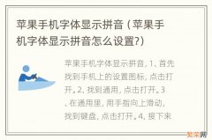 苹果手机字体显示拼音怎么设置? 苹果手机字体显示拼音