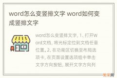 word怎么变竖排文字 word如何变成竖排文字