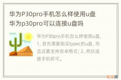 华为P30pro手机怎么样使用u盘 华为p30pro可以连接u盘吗