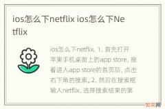 ios怎么下netflix ios怎么下Netflix