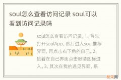 soul怎么查看访问记录 soul可以看到访问记录吗