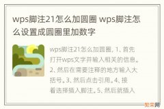 wps脚注21怎么加圆圈 wps脚注怎么设置成圆圈里加数字