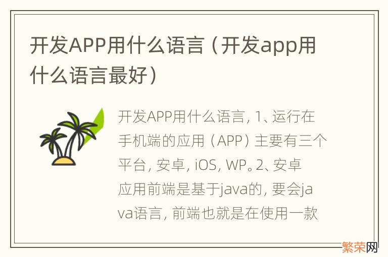 开发app用什么语言最好 开发APP用什么语言