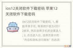 ios12关闭软件下载密码 苹果12关闭软件下载密码