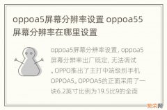 oppoa5屏幕分辨率设置 oppoa55屏幕分辨率在哪里设置