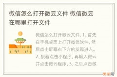 微信怎么打开微云文件 微信微云在哪里打开文件