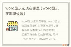 word显示在哪里设置 word显示选项在哪里