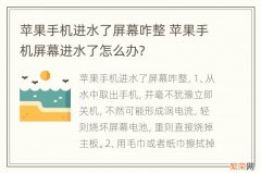 苹果手机进水了屏幕咋整 苹果手机屏幕进水了怎么办?