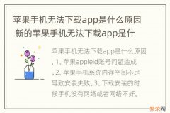 苹果手机无法下载app是什么原因 新的苹果手机无法下载app是什么原因