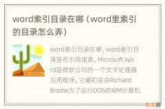 word里索引的目录怎么弄 word索引目录在哪