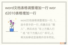 word文档表格调整增加一行 word2010表格增加一行