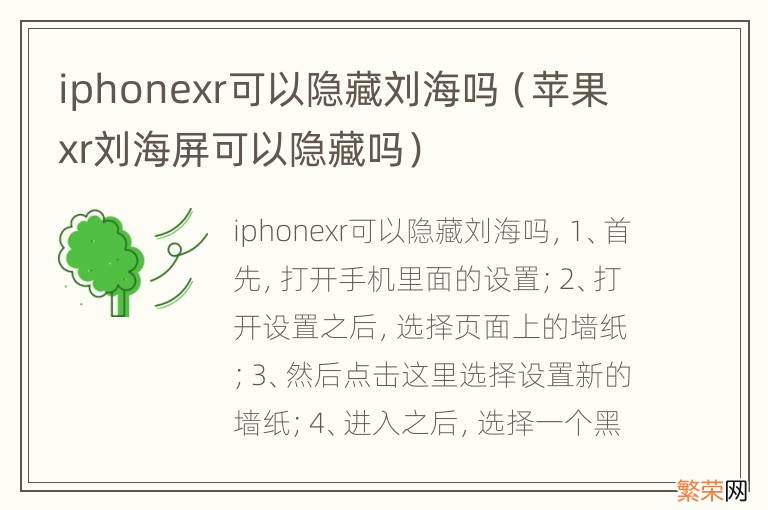 苹果xr刘海屏可以隐藏吗 iphonexr可以隐藏刘海吗