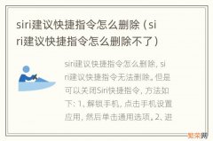 siri建议快捷指令怎么删除不了 siri建议快捷指令怎么删除