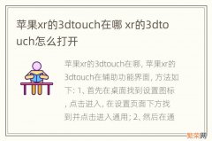 苹果xr的3dtouch在哪 xr的3dtouch怎么打开