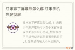 红米忘了屏幕锁怎么解 红米手机忘记锁屏