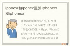 iponexr和iponex区别 iphonexr和iphonexr
