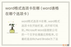 word表格在哪个选项卡 word格式选项卡在哪