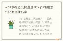 wps表格怎么快速查找 wps表格怎么快速查找名字