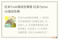 红米7usb调试在哪里 红米7prousb调试在哪