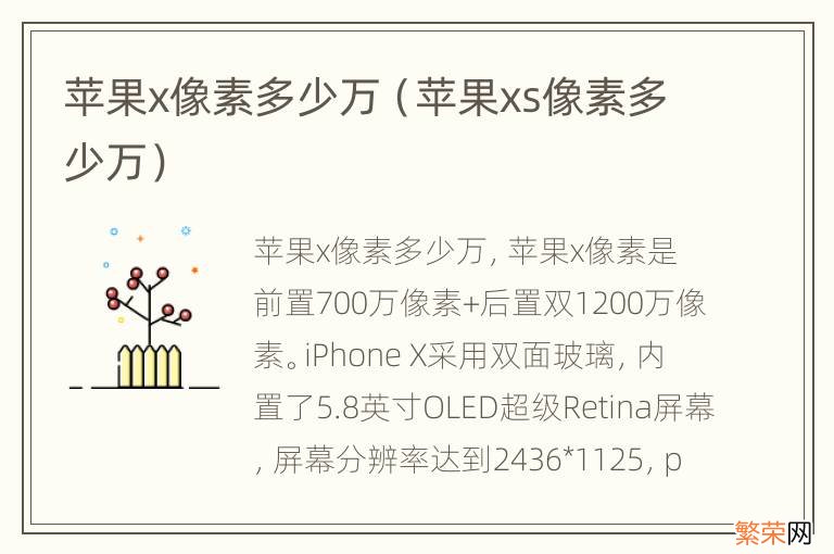 苹果xs像素多少万 苹果x像素多少万