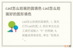 cad怎么给画的圆填色 cad怎么给画好的图形填色