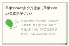 苹果xsmax像素是多少万 苹果xsmax多少万像素