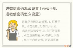 vivo手机进微信密码怎么设置 进微信密码怎么设置