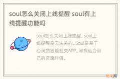 soul怎么关闭上线提醒 soul有上线提醒功能吗