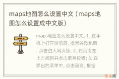 maps地图怎么设置成中文版 maps地图怎么设置中文