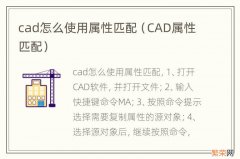 CAD属性匹配 cad怎么使用属性匹配