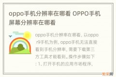 oppo手机分辨率在哪看 OPPO手机屏幕分辨率在哪看