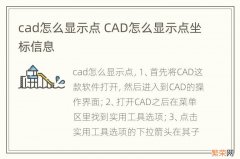 cad怎么显示点 CAD怎么显示点坐标信息